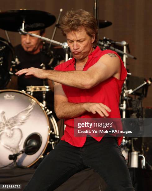 Bon Jovi performing at Barclaycard Presents British Summer Time Hyde Park in central London.
