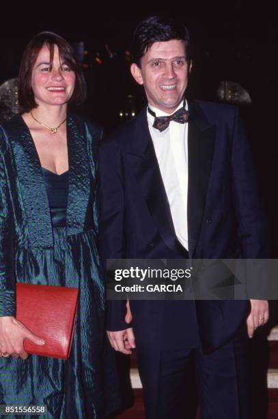 Patrick Chêne et sa femme lors de la cérémonie de remise des Sept d'Or à Paris le 18 janvier 1993, France.