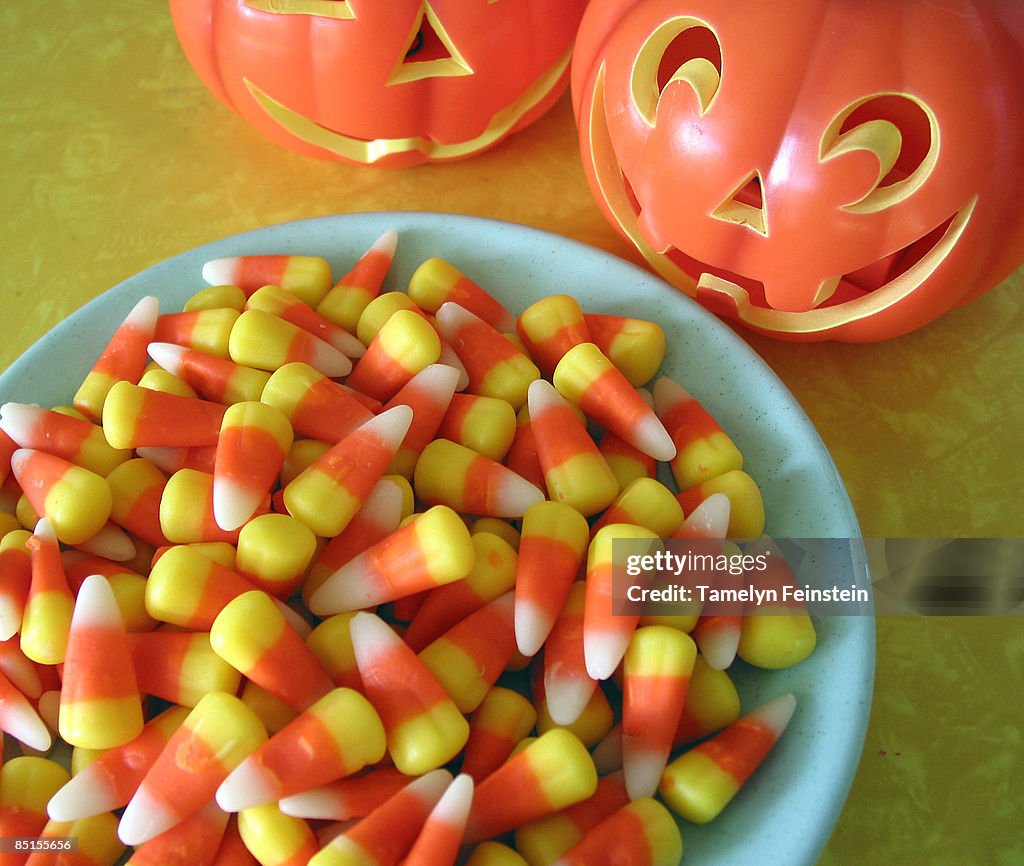 What makes a pumpkin smile? candy corn