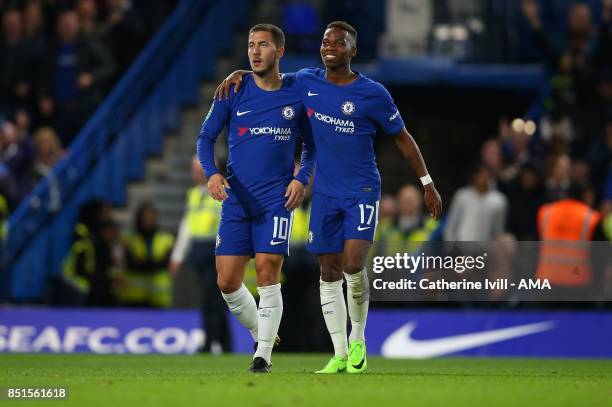 Eden Hazard of Chelsea and Charly Musonda of Chelsea during the Carabao Cup Third Round match between Chelsea and Nottingham Forest at Stamford...