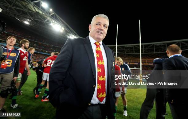 British and Irish Lions Head coach Warren Gatland after the Lions victory over Australia during the Third Test match at the ANZ Stadium, Sydney,...