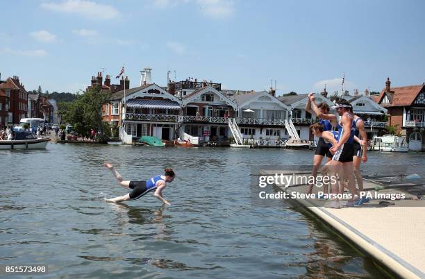 Imperial College London A celebrate after their final win during day five of the Royal Henley Regatta, Henley on Thames.