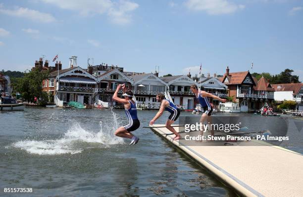 Imperial College London A celebrate after their final win during day five of the Royal Henley Regatta, Henley on Thames.