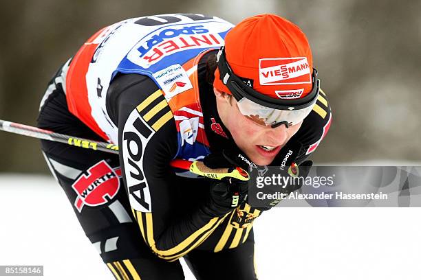 Eric Frenzel of germany competes during the Cross Country 10KM competition of the Nordic Combined Individual II Event at the FIS Nordic World Ski...