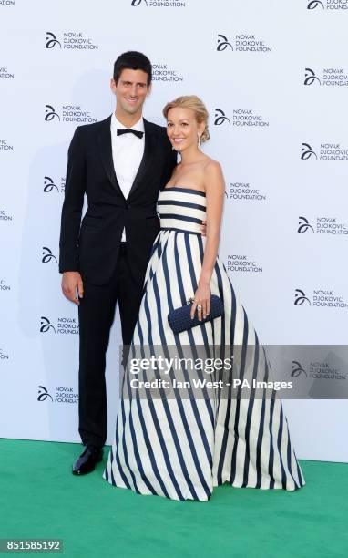 Novak Djokovic and Jelena Ristic attend the Novak Djokovic Foundation party at the Roundhouse in London.