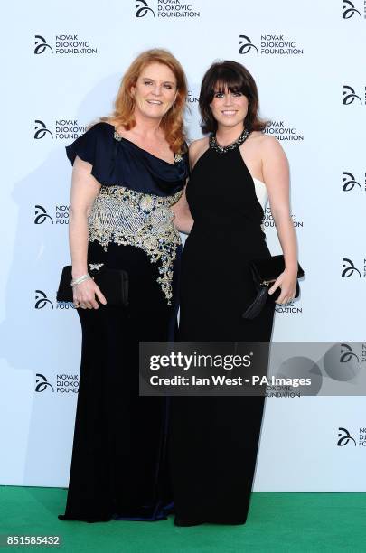 Sarah Ferguson and Princess Eugenie attend the Novak Djokovic Foundation party at the Roundhouse in London.