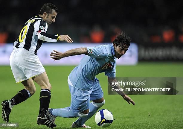 Juventus forward Alex Del Piero fights for the ball with Naples' foward Ezequiel Lavezzi of Argentina during their Serie A football match at Turin's...