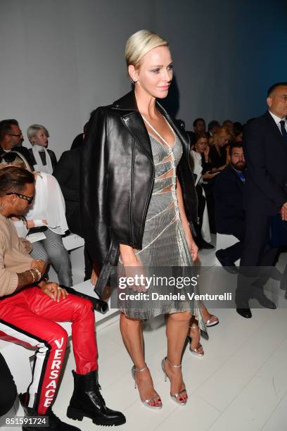 Charlene Wittstock attends the Versace show during Milan Fashion Week Spring/Summer 2018 on September 22, 2017 in Milan, Italy.