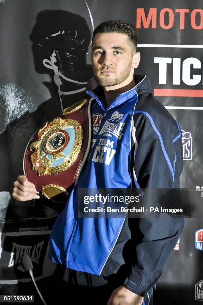 World Light-Heavyweight Champion Nathan Cleverly during the press conference at the Motorpoint Arena in Cardiff.