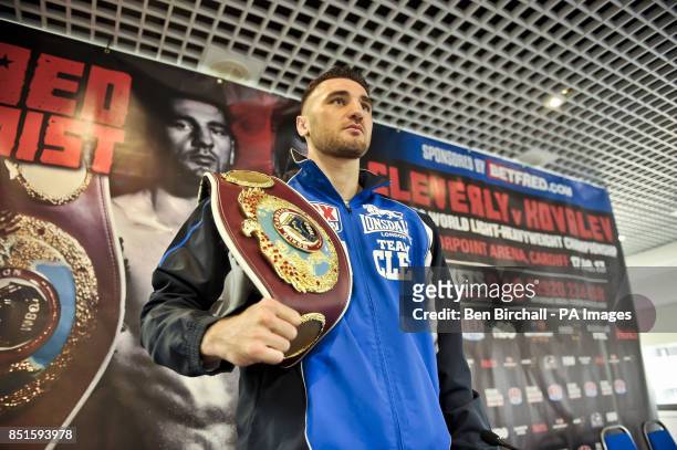World Light-Heavyweight Champion Nathan Cleverly during the press conference at the Motorpoint Arena in Cardiff.