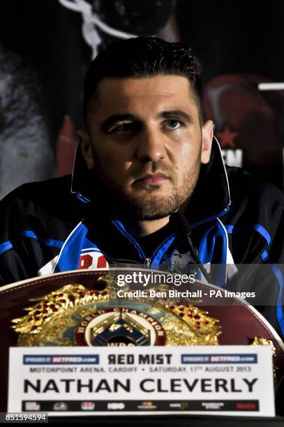 World Light-Heavyweight Champion Nathan Cleverly during the press conference at the Motorpoint Arena in Cardiff.