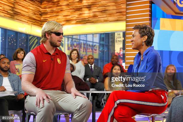 Blind University of Southern California Football player Jake Olson is a guest on "Good Morning America," on Friday, September 22 airing on the Walt...