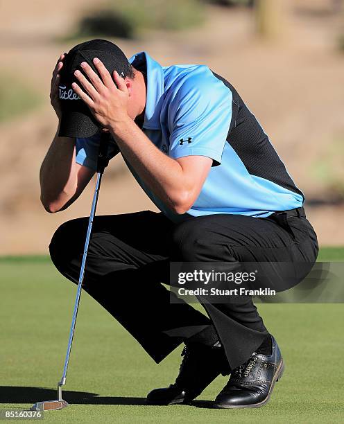 Ross Fisher of England looks dejected on the 16th hole during the semi final round of Accenture Match Play Championships at Ritz - Carlton Golf Club...