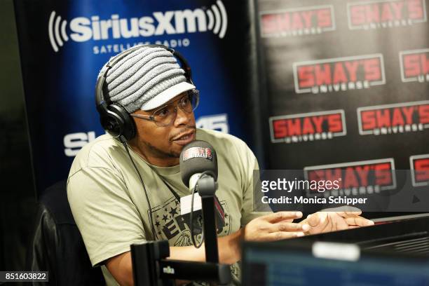 Sway Calloway speaks with actor Tim Roth when he visits 'Sway in the Morning' with Sway Calloway on Eminem's Shade 45 at the SiriusXM Studios on...