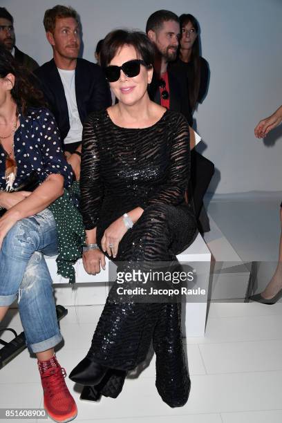 Kris Jenner attends the Versace show during Milan Fashion Week Spring/Summer 2018 on September 22, 2017 in Milan, Italy.
