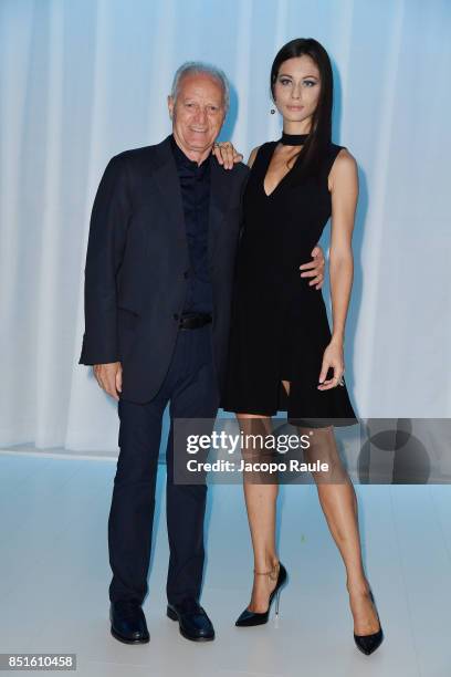 Santo Versace and Marica Pellegrinelli attend the Versace show during Milan Fashion Week Spring/Summer 2018 on September 22, 2017 in Milan, Italy.