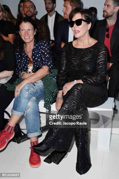 Katie Grand and Kris Jenner attend the Versace show during Milan Fashion Week Spring/Summer 2018 on September 22, 2017 in Milan, Italy.