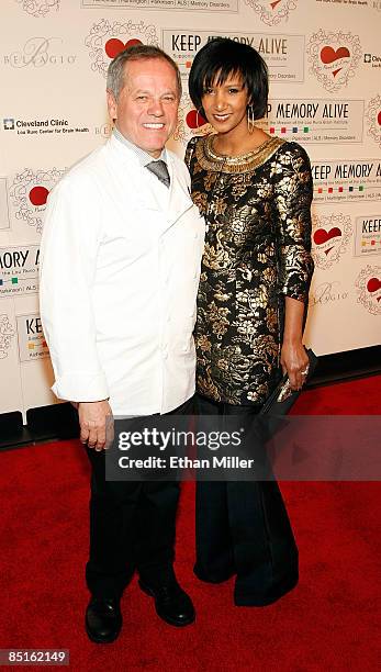 Chef Wolfgang Puck and his wife Gelila Puck arrive at the Bellagio for the 13th annual Keep Memory Alive Foundation Power of Love gala to benefit the...