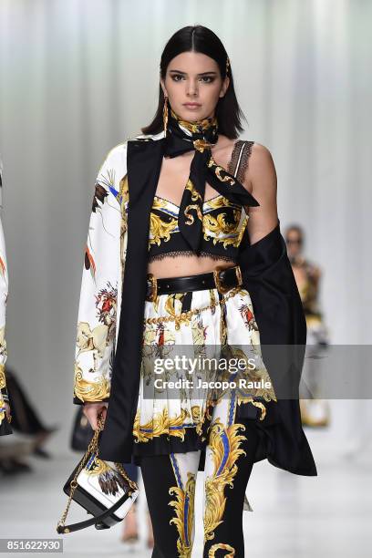 Kendall Jenner walks the runway at the Versace show during Milan Fashion Week Spring/Summer 2018 on September 22, 2017 in Milan, Italy.