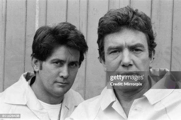 Albert Finney and Martin Sheen as they appear in the new film 'Loophole' being filmed at Bray Studios, 10th July 1980.