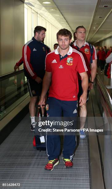 Leigh Halfpenny of the British and Irish Lions', arrives at Heathrow Airport, following their Test series triumph against Australia, just hours...