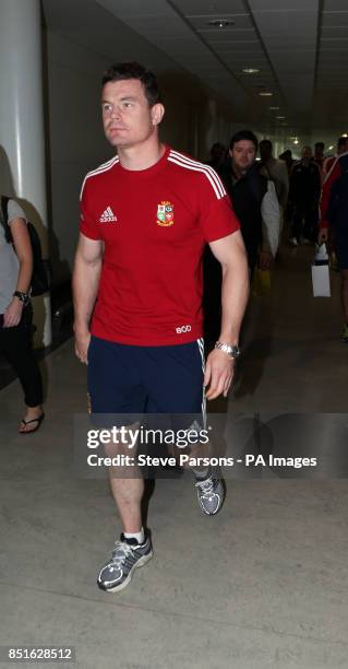 Brian O'Driscoll of the British and Irish Lions, arrives at Heathrow Airport, following their Test series triumph against Australia, just hours...