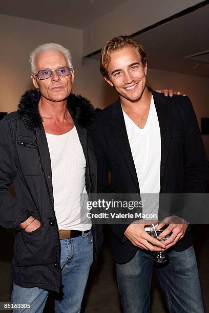 Actor Jesse Johnson and Michael Debar attends the Steve Olson Art Show Debut at on February 28, 2009 in West Hollywood, California.