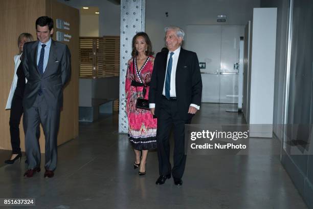 Mario Vargas Llosa and Isabel Preysler attend a conference about Vargas Llosa's last book 'Conversacion en Princeton' on September 21, 2017 in...