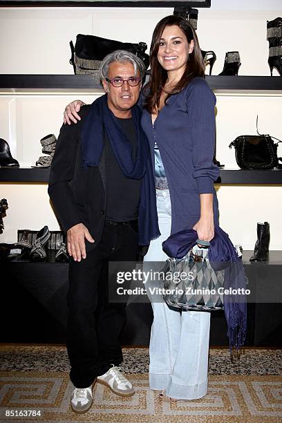Alena Seredova and Giuseppe Zanotti attend Vicini press day during Milan Fashion Week Womenswear Autumn/Winter 2009 on February 28, 2009 in Milan,...