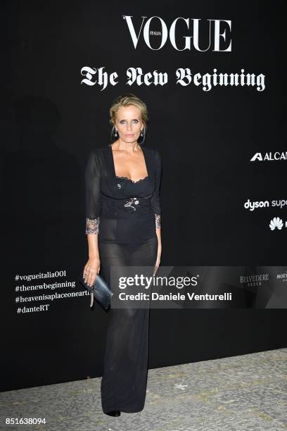 Isabella Ferrari attends the Vogue Italia 'The New Beginning' Party during Milan Fashion Week Spring/Summer 2018 on September 22, 2017 in Milan,...