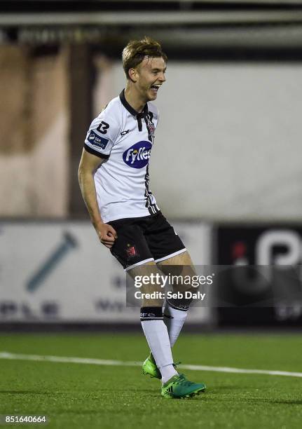 Louth , Ireland - 22 September 2017; Steven Kinsella of Dundalk celebrates after scoring his side's first goal of the game during the SSE Airtricity...