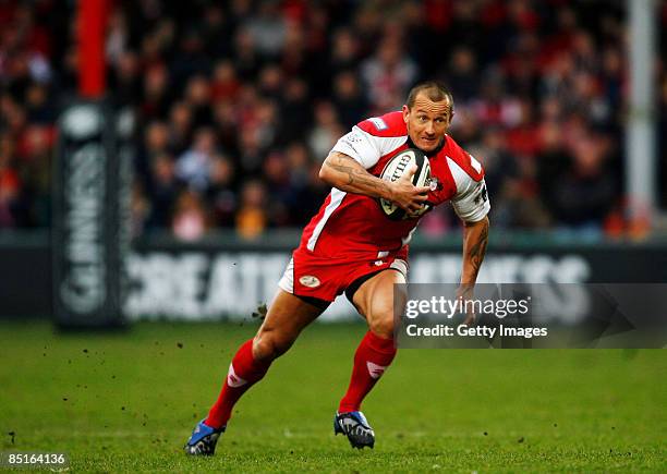 Carlos Spencer of Gloucester in action during the Guinness Premiership Match between Gloucester Rugby and Bath Rugby at Kingsholm Stadium on February...