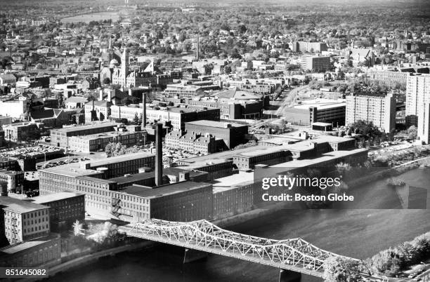 An aerial view of Lowell, Mass., on Oct. 23, 1987.