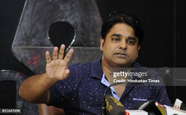 Vishwas Gupta, ex-husband of Honeypreet, during a press conference at Chandigarh Press Club on September 22, 2017 in Chandigarh, India. The estranged...