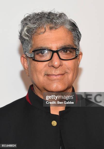 Author Deepak Chopra attends the Tribeca TV Festival season premiere of Religion of Sports at Cinepolis Chelsea on September 22, 2017 in New York...