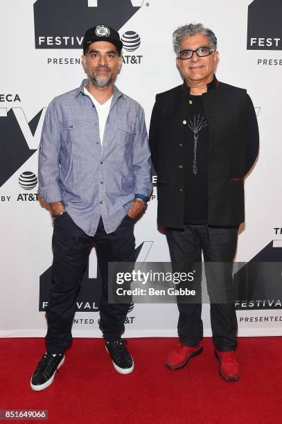 Filmmaker Gotham Chopra and Deepak Chopra attend the Tribeca TV Festival season premiere of Religion of Sports at Cinepolis Chelsea on September 22,...