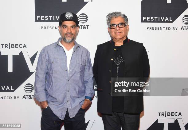 Filmmaker Gotham Chopra and Deepak Chopra attend the Tribeca TV Festival season premiere of Religion of Sports at Cinepolis Chelsea on September 22,...