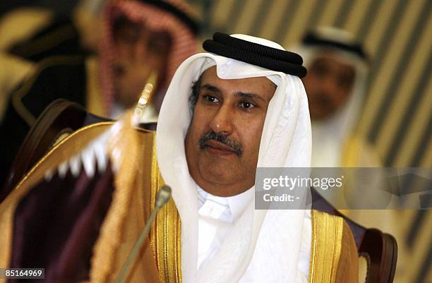 Qatari Foreign Minister Sheikh Hamad bin Jassim al-Thani attends a meeting with counterparts of the six Gulf Cooperation Council countries in Riyadh...