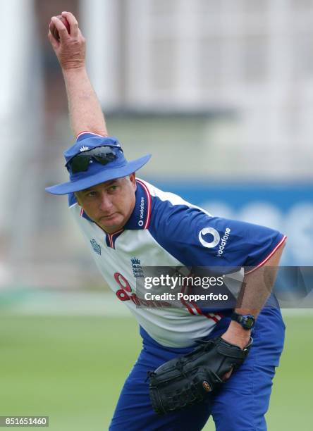 England coach Duncan Fletcher during net practice at Trent Bridge on August 12, 2003 in Nottingham, England.