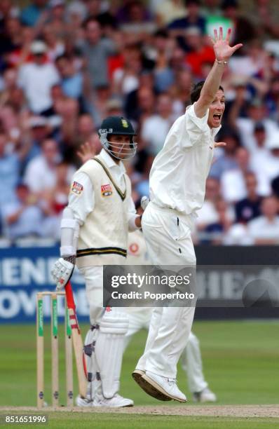 Jacques Rudolph of South Africa is trapped LBW for 0 by James Kirtley of England during the Third npower Test match between England and South Africa...