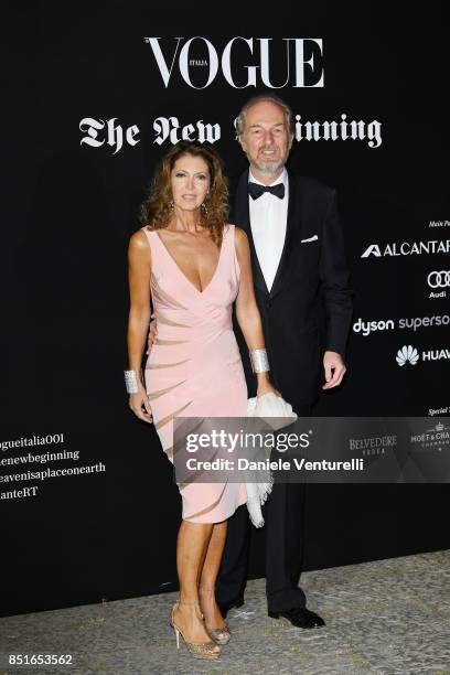 Alessandra Repini nand Arturo Artom attend the Vogue Italia 'The New Beginning' Party during Milan Fashion Week Spring/Summer 2018 on September 22,...