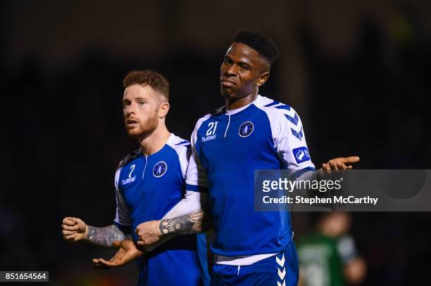 Limerick , Ireland - 22 September 2017; Chiedozie Ogbene of Limerick reacts to Cork City supporters during the SSE Airtricity League Premier Division...