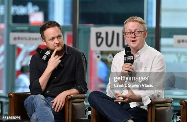 Screenwriters Harry Williams and Jack Williams visit Build to talk about the six-part series "Liar" at Build Studio on September 22, 2017 in New York...