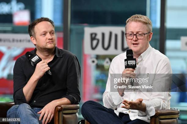 Screenwriters Harry Williams and Jack Williams visit Build to talk about the six-part series "Liar" at Build Studio on September 22, 2017 in New York...