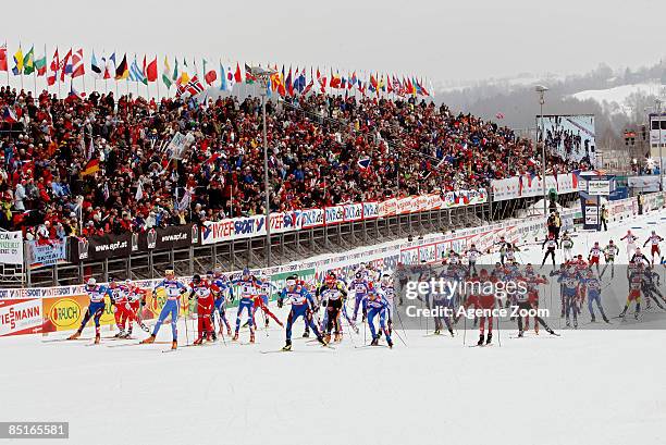 The start of the FIS Nordic World Ski Championships Cross Country Men's Mass Start Classic 50.00 KM event on March 01, 2009 in Liberec, Czech...