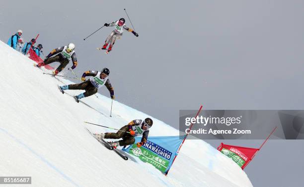 Olivier Fabre, Xavier Khun, Ted Picard, Marion Josserand of France during the training FIS Freestyle World Championships Men's Ski Cross event on...