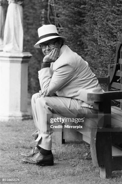 Eric Morecambe on location at Hever Castle, where he is making a comedy film, 18th August 1982.