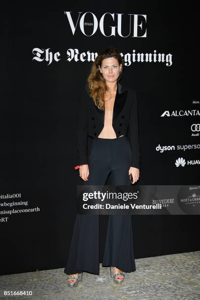 Sara Battaglia attends theVogue Italia 'The New Beginning' Party during Milan Fashion Week Spring/Summer 2018 on September 22, 2017 in Milan, Italy.