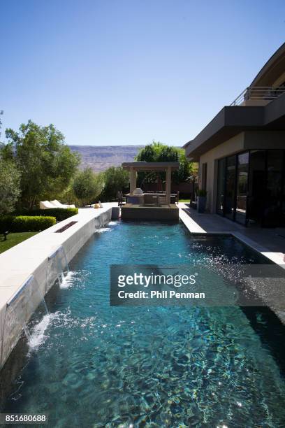 Magician Penn Jillette's home is photographed for Closer Weekly Magazine on June 15, 2016 at home in Nevada. Pool. PUBLISHED IMAGE.