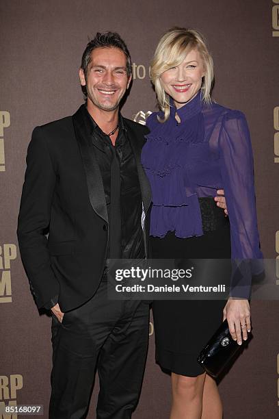 Luca Sabbioni and Natasha Stefanenko attend "The Cavalli Card Party" during Milan Fashion Week Womenswear Autumn/Winter 2009 at the Teatro Franco...